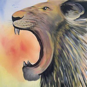 Lion Canvas Art Lion wall art Original Lion Head Painting Gallery Wall Set